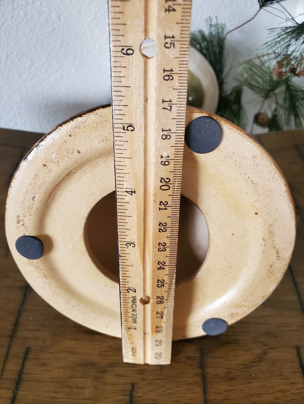 Vintage MCM Striped Ceramic Pillar Candle Holder Retro Earth Tone Pottery Boho - Picture 5 of 11